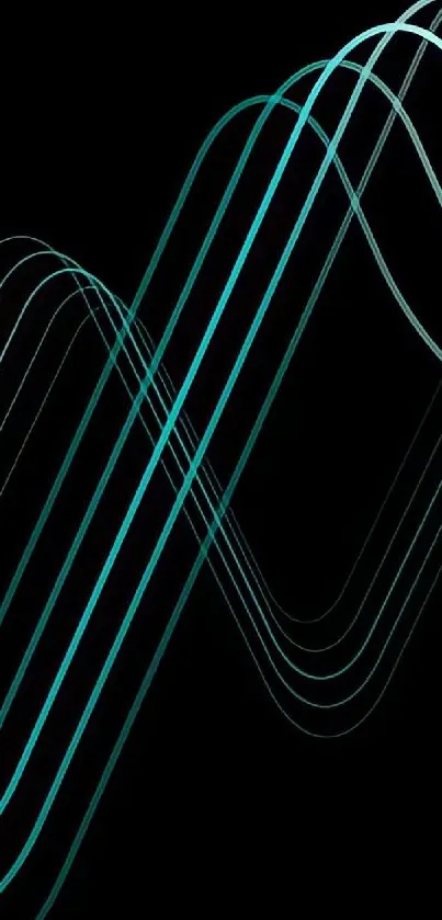 Abstract teal lines on black mobile wallpaper.