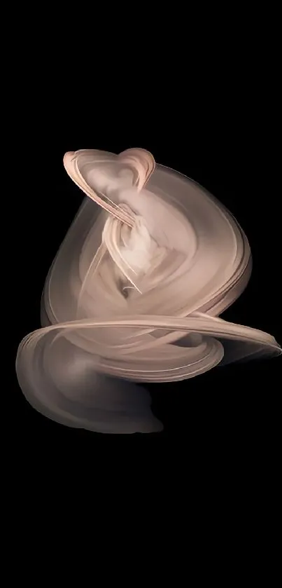 Elegant abstract swirl on black mobile wallpaper.