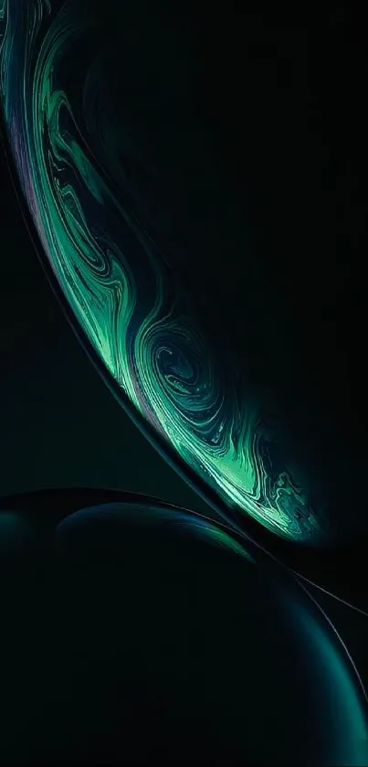 Abstract dark mobile wallpaper with teal curves and elegant design.