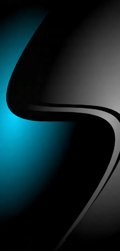 Sleek black and cyan abstract wallpaper with modern curves.