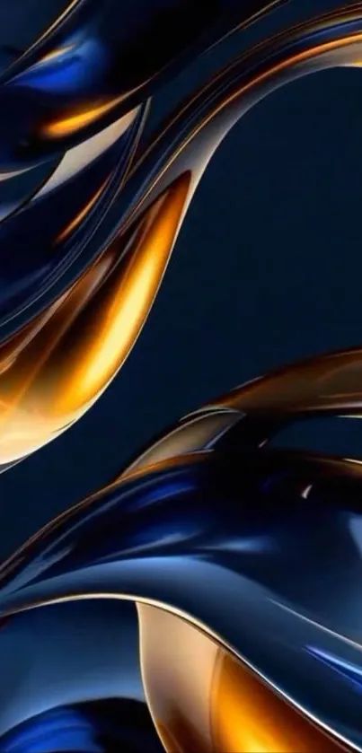 Abstract wallpaper with glossy metallic curves