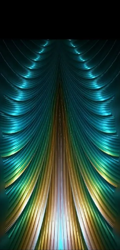 Elegant abstract teal and gold mobile wallpaper with modern design.