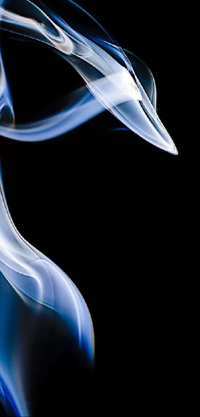 Abstract smoke design with blue and white on a black background.