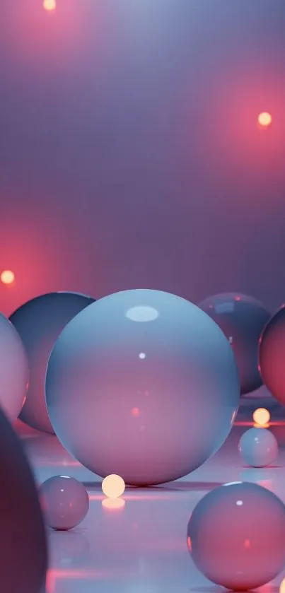 Abstract spheres with glowing highlights against a purple background.