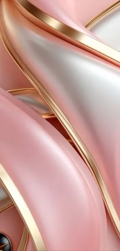 Elegant abstract swirl with pink and gold accents.