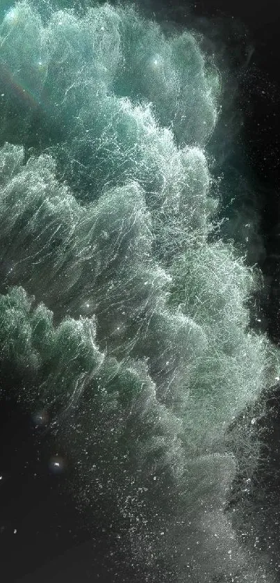 Abstract dark green wave wallpaper, elegant and artistic for mobile screens.