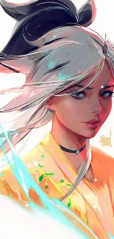 Elegant anime portrait with vibrant colors.