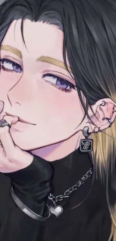 Elegant anime character with jewelry in high detail.