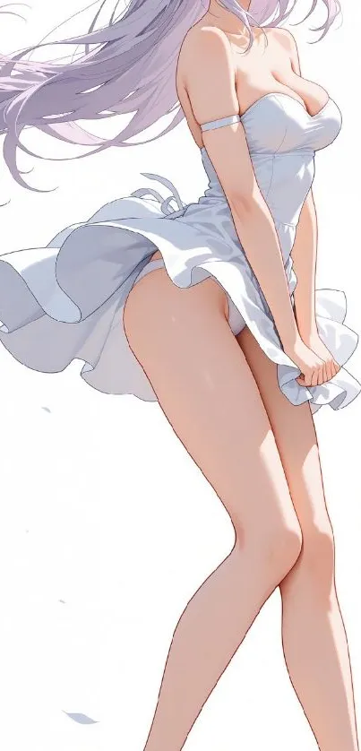 Anime character in elegant white dress