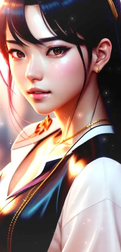 Elegant anime character with vibrant colors, perfect for mobile wallpaper.