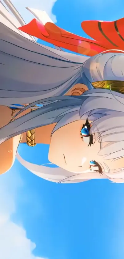 Elegant anime character with vibrant colors in a mobile wallpaper.