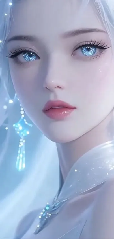 Elegant anime fantasy wallpaper with a beautiful character portrait.