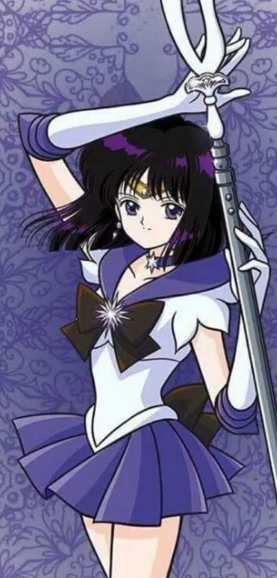 Anime girl with a purple background.