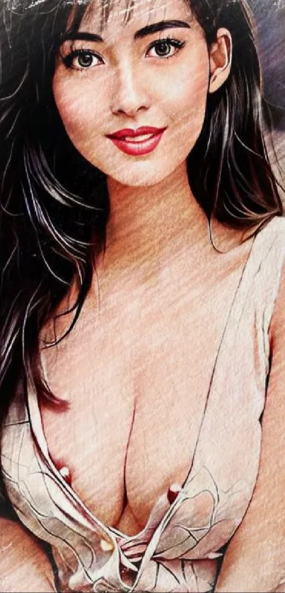 Anime-style elegant portrait illustration.