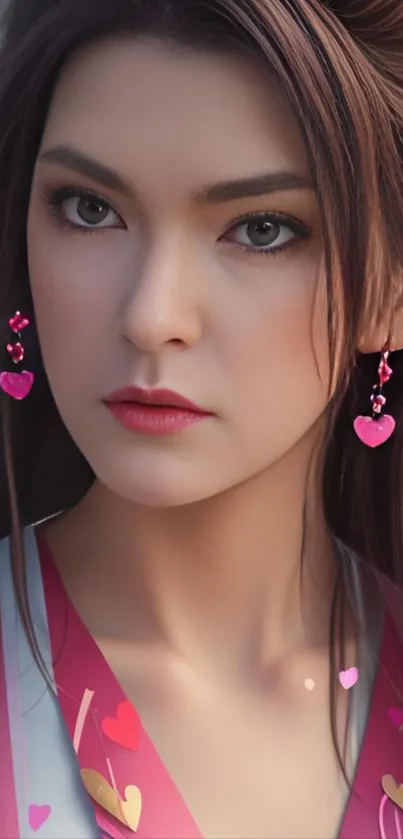 Anime-inspired female portrait with pink accents.