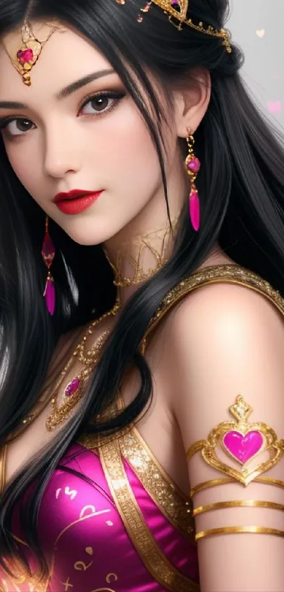 Anime princess with elegant attire and vibrant colors in a digital illustration.