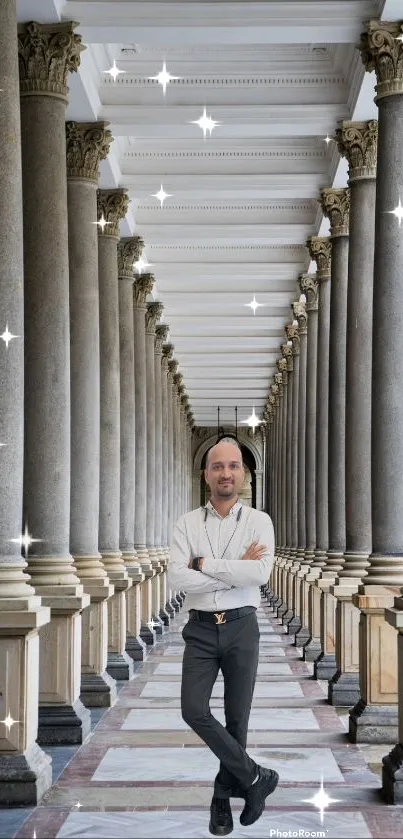 Elegant archway corridor with marble columns.