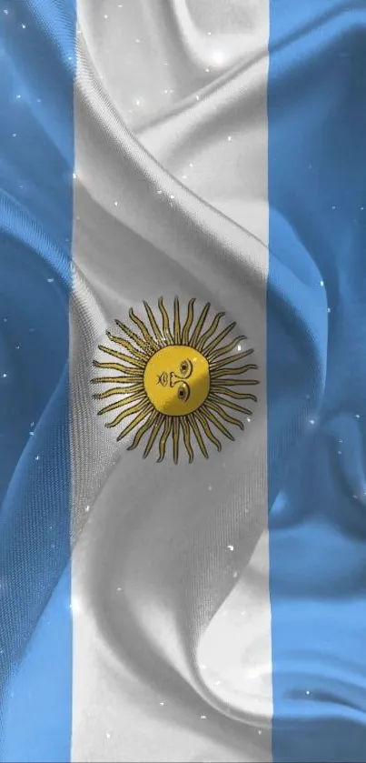 Elegant Argentina flag with waving blue and white design for a mobile wallpaper.