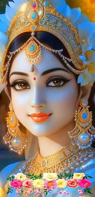 Elegant artistic portrait wallpaper featuring a beautifully adorned figure.