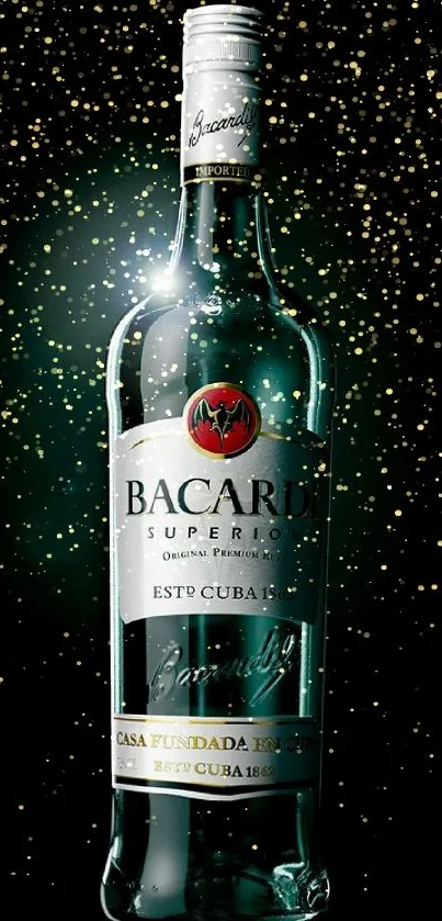 Elegant Bacardi rum bottle on dark background wallpaper.