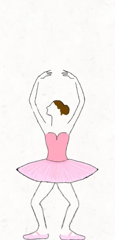 Sketch of a ballerina in a pink tutu on a light background.