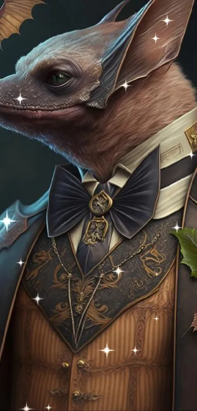 Sophisticated bat in Victorian suit art.