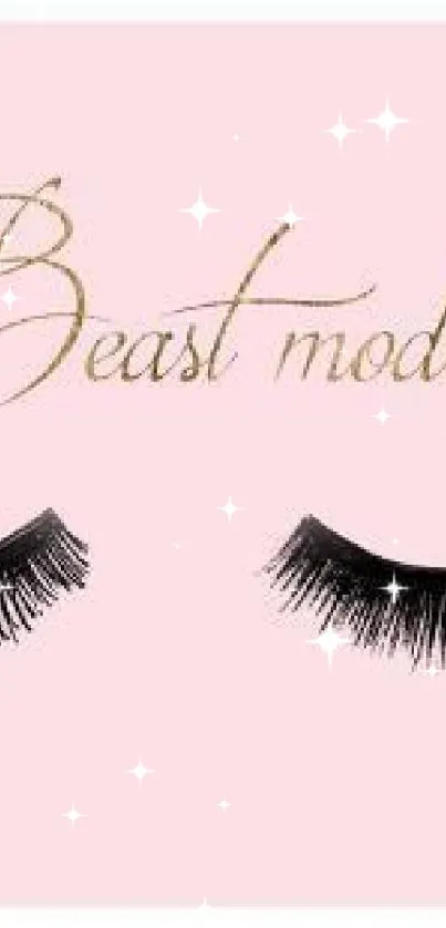 Elegant Beast Mode wallpaper with eyelashes on pink.