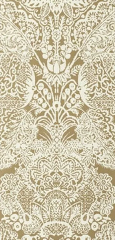 Elegant beige lace pattern wallpaper design.