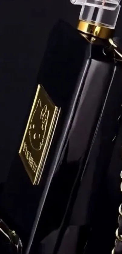 Elegant black and gold phone with chain design