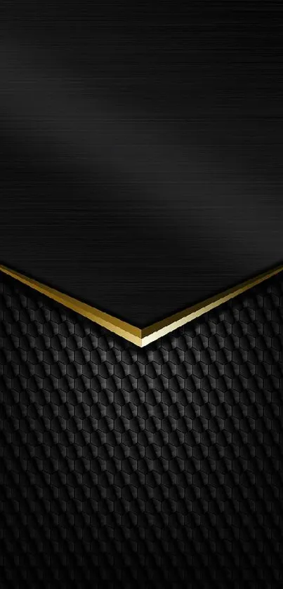 Mobile wallpaper with elegant black and gold texture design.