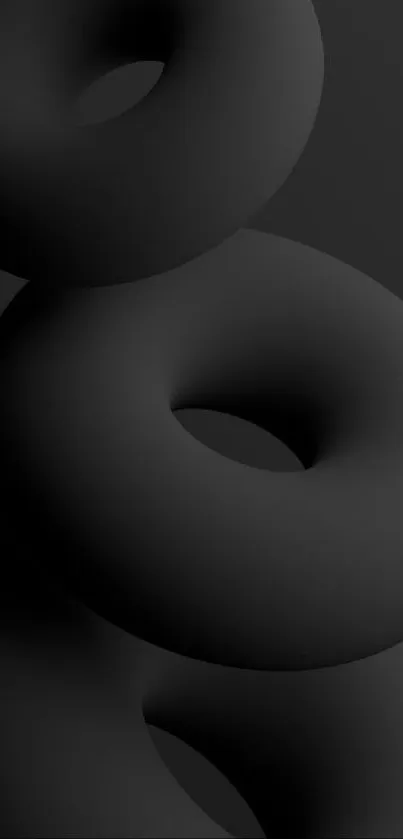 Elegant 3D black donut mobile wallpaper design.