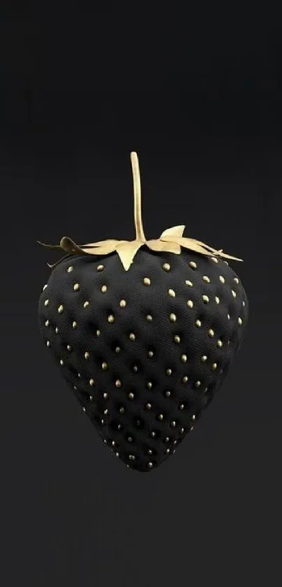 A black berry with gold detail on a dark background, elegant mobile wallpaper.