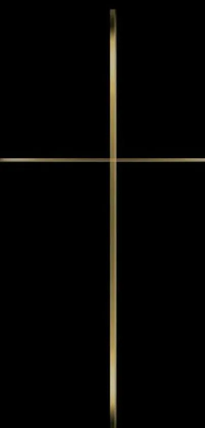 Black wallpaper with a gold cross design on a minimalist background.