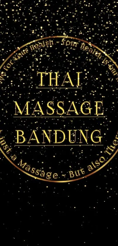 Elegant black and gold Thai massage theme wallpaper.