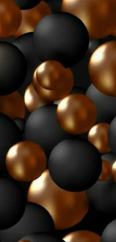 Elegant black and gold spheres wallpaper for mobile devices.