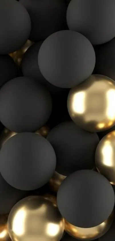 Black and gold spheres create a luxurious mobile wallpaper.