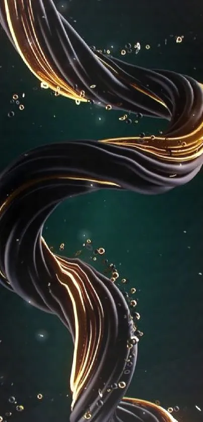 Elegant black spiral with gold highlights wallpaper.