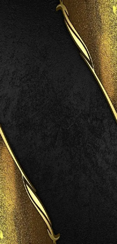 Elegant black and gold mobile wallpaper with textured design.