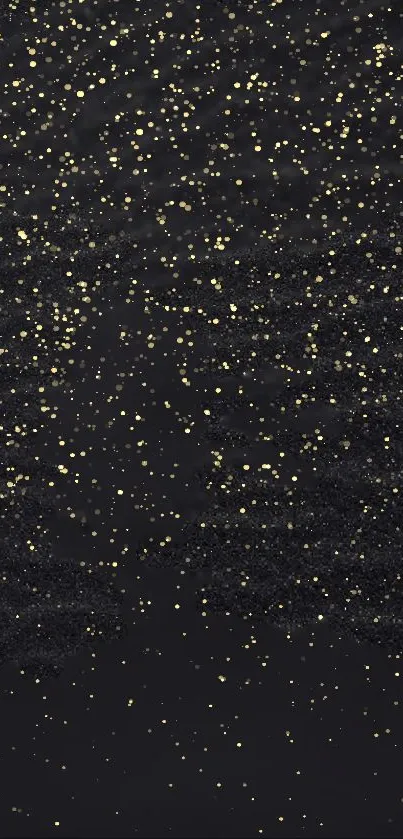 Sleek black wallpaper with gold sparkles for a luxurious touch.