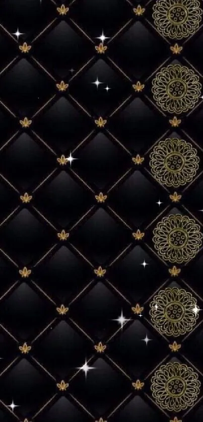 Luxurious black and gold patterned wallpaper for mobile phones.