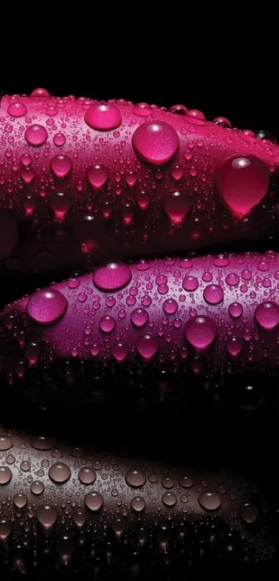 Elegant black and pink wallpaper with water droplets