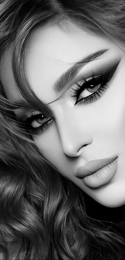 Black and white artistic female portrait wallpaper.