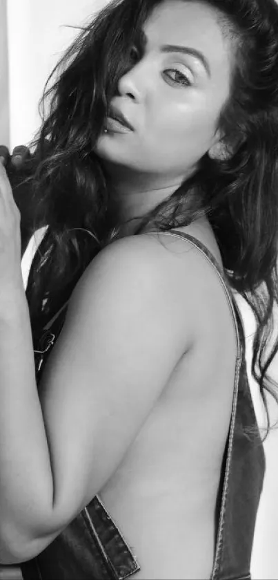 Elegant black and white portrait with stylish pose