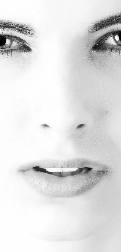 Elegant black and white portrait wallpaper for mobile devices.