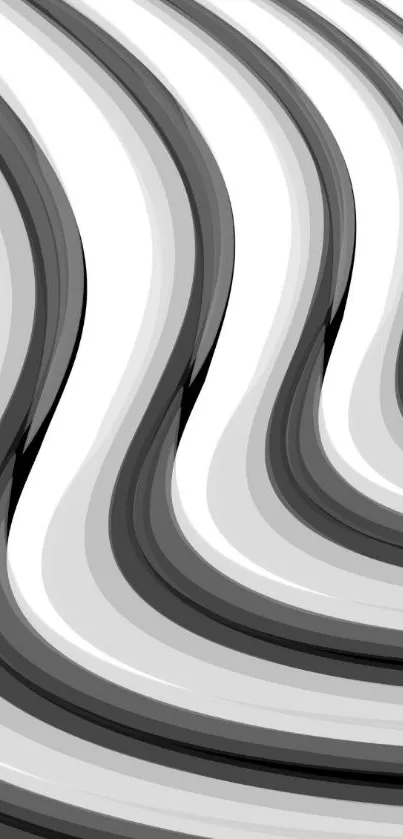 Black and white wavy abstract mobile wallpaper.