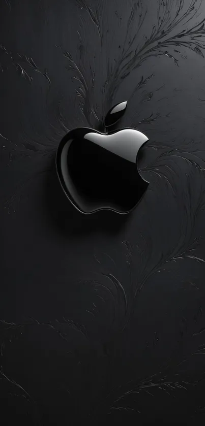 Elegant black Apple logo on textured background, perfect for mobile.