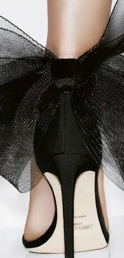 Elegant high heels with a large black bow, perfect for mobile wallpaper.