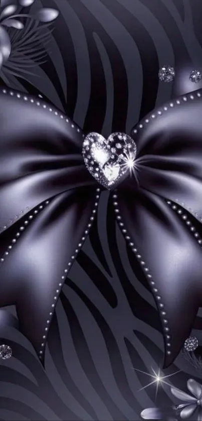 Elegant black bow with diamond accent wallpaper
