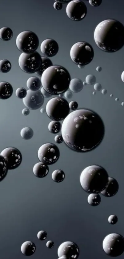 Floating black bubbles on a dark background.