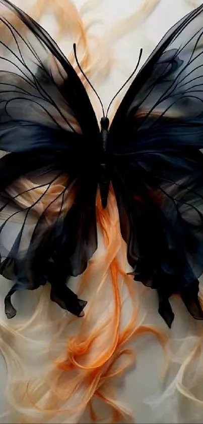 Elegant black butterfly with flowing details.